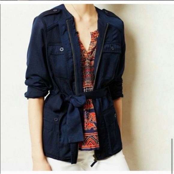 Anthropologie Hei Hei Belted Anorak Utility Field Jacket size Large - Picture 2 of 6